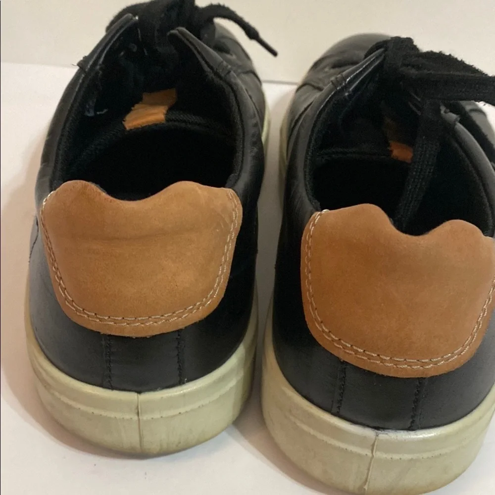 Ecco Soft Black Leather Sneaker Oxfords Shoes Lace Up Sz 45/11